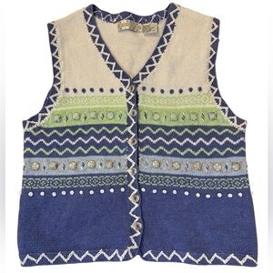 Sigrid Olsen Sport Knit V- Neck Button Front Sweater Vest Small